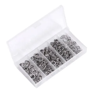 Ejoyous Angeln Split Rings Spaltringe Edelstahl, 200Pcs 5Sizes Sprengringe Heavy Duty Edelstahl Split Rings Solide Lockt Connectors Angelgerät mit Aufbewahrungsbox