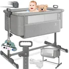 KESSER® Zustellbett Hubi 3in1 Baby Beistellbett Reisebett Babybett mit weich Matratze, mit Rollen Kinderbett, 5-fach Höhenverstellung, Faltbare Seitenwand für zu Hause und unterwegs