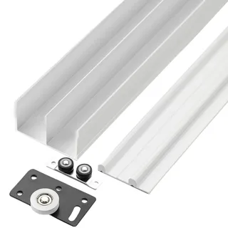 Peakjune SchiebetüRs Schiene,Aluminiumlegierung SchiebetüRbeschlag,SchiebetüRsystem Gleitschiene,Doppelte Schiene TüR Schiebe Moving Track,SchiebetüRschienen-Set,FüR SchranktüRen