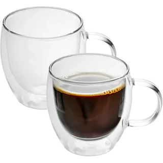 Intirilife 2x Doppelwandiges Thermo Glas Set in 100 - – Mundgeblasen isoliert für Latte Macchiato Teeglas oder Kaffeeglas