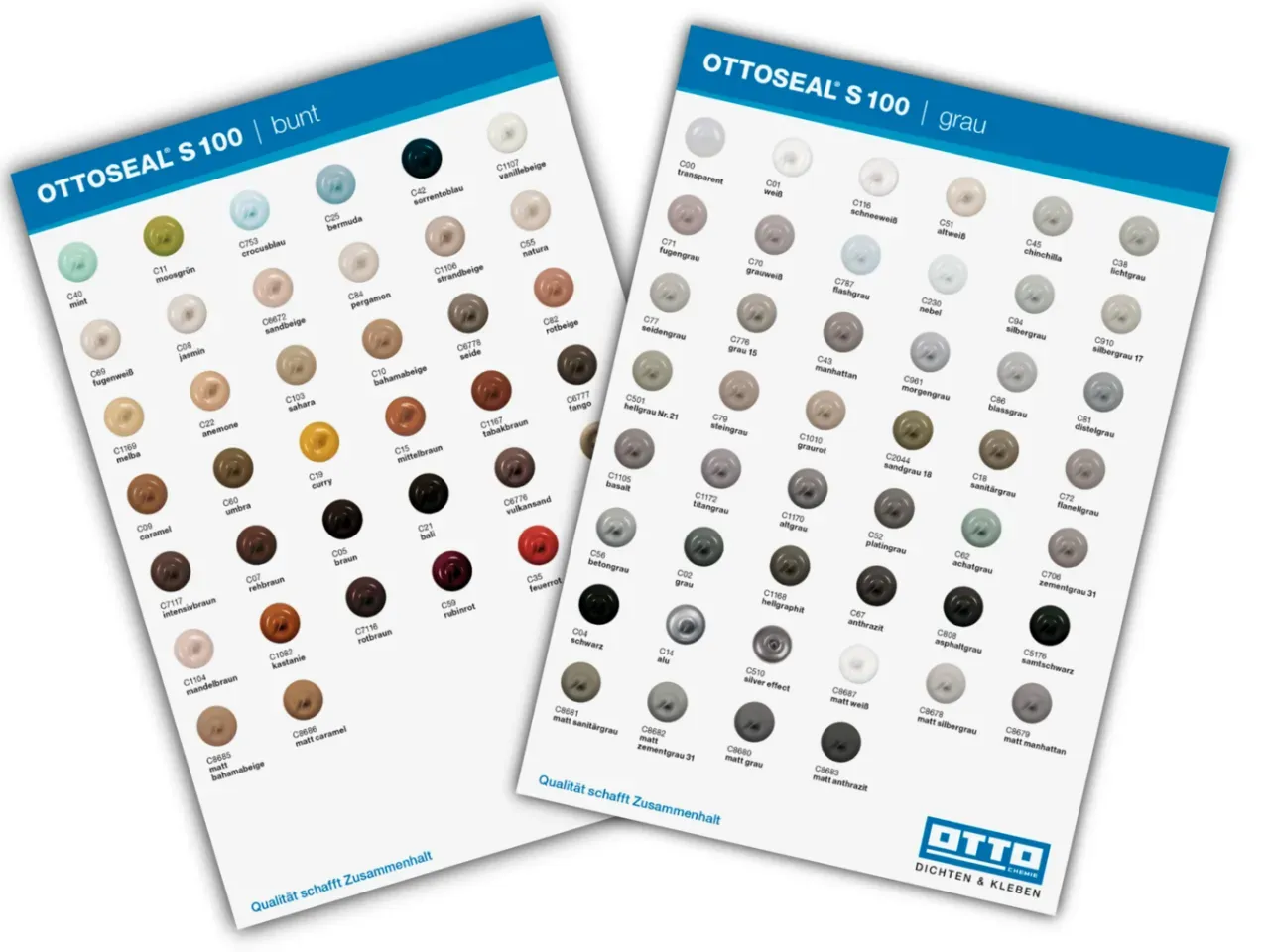 Farbkarte / Farbübersicht Ottoseal S100 Silikon |