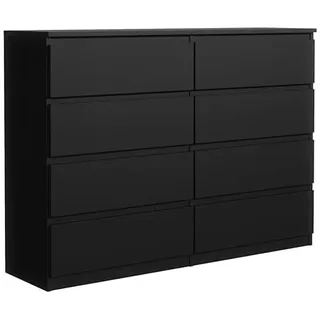 meble masztalerz Kommode 120 cm Breit - Modernes Sideboard - Schrank mit 8 Schubladen - Schubladenschrank - Kommodenschrank für Wohnzimmer, Flur, Schlafzimmer - Schwarz 120x101,5x39 cm