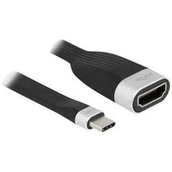 Delock FPC Flachbandkabel USB Type-CTM zu HDMI (DP Alt Mode) 4K 60 Hz 13,5 cm (HDMI, 13.50 cm), Data + Video Adapter, Schwarz