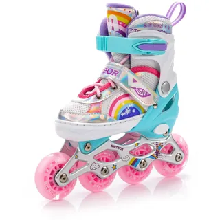 meteor LED Inliner für Kinder Perfekt für erste Fahrversuche - Verstellbare Kinderinliner mit Bequemen Schuhen und Leuchtrollen - Volle Action auf Rollen mit coolen Leuchtdingern!