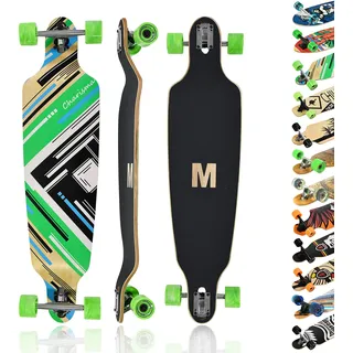 MAXOfit Longboard Charisma Green No. 64 - Drop Down Board mit robustem Deck und mittelweichen Rollen - Drop Through Achsen - Double Drop Form für höhere Stabilität