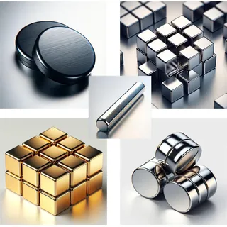 ideomag 60 Neodym-Supermagnete extra stark - Lieblingsmagnete - Epoxy-Gold-Nickel - 5 Verschiedene Größen und Formen - gesamte Haftkraft mehr als 40 kg