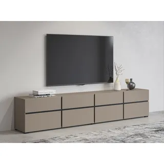 INOSIGN Lowboard INOSIGN "Cross, moderne grifflose TV-Kommode,4 Klappen/4 Schubkästen", braun (congo, congo), B:225cm H:48,2cm T:40cm, FSC-zertifizierter Holzwerkstoff, Melamin, Sideboards, Lowboard, Breite 225 cm, TV-Schrank mit viel Stauraum, TV-Board