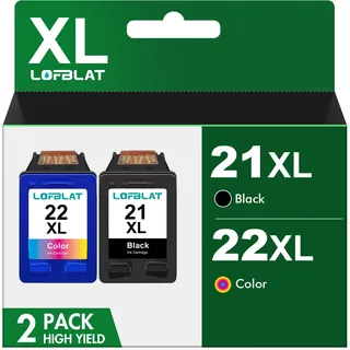 LOFBLAT 21 22 XL Druckerpatronen XL Ersatz für HP 21 22 Patronen für HP Deskjet F380 4180 D1455 2460 2430 2360 2330 1560 3930v 3940v PSC 1410v 1410xi 3180 Fax Officejet 4315 J3680 (2-Pack)