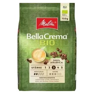 Melitta Kaffee BellaCrema, BIO, ganze Bohnen, 750g