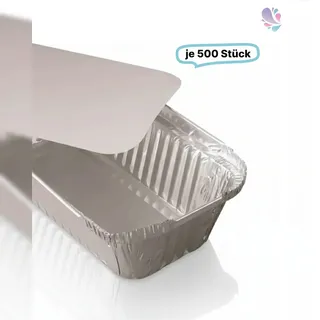 Blanc HYGIENIC SET: Alu-Schale + Deckel, Menüschale 670ml, mittel, ungeteilt, rechteckig, 500 Stk, 20,1 x 10,9 x 4,9 cm