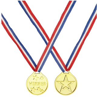 NET TOYS Sieger Medaille Gold Winner Goldmedaille Siegermedaille Gewinner Abzeichen Sportler Kostüm Zubehör Gold Medal