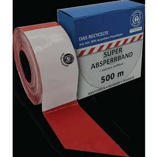 Kelmaplast Absperrband 500 m-Rolle rot/weiß geblockt Blauer Engel aus min. 80% recycelten