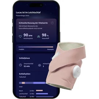 Owlet Dream Sock – Smarte Babyüberwachung mit App | Sensorbasiertes Babyphone-System mit Schlaftracking & Benachrichtigungen | 0–18 Monate| Dusty Rose