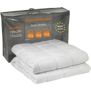 sleepling Gewichtsdecke 155x220, 9 kg, Therapiedecke Erwachsene, Entspannungsdecke gegen Stress und Schlafstörungen, Weighted Blanket, schwere Decke mit Glasperlenfüllung, Made in EU