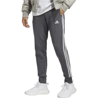 Adidas Essentials French Terry Tapered Cuff 3-Streifen Hose dark grey heather/white Gr. L