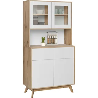 Home Affaire Buffet »Skandi«, 2 Glastüren, 2 Holztüren und 2 Schubkasten, Breite 84cm, Höhe 165cm