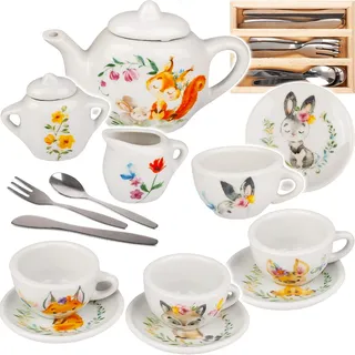 alles-meine.de GmbH Puppenküche - Geschirr & Zubehör Verschiedene Modelle wählbar 26 TLG. Set Puppengeschirr/Teeservice & Kaffeeservice + Besteckset - Waldtiere - Geschir..