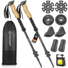 KESSER Wanderstöcke Nordic Walking Stöcke 105-135cm (zum Wandern, Trekking, Skitour & Bergsport - faltbar/Teleskop), für Damen & Herren, Trekkingstöcke verstellbar Aluminium + Korkgriff schwarz 105 cm