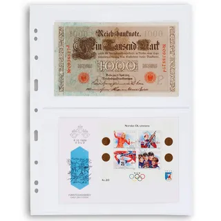 Leuchtturm Grande Kunststoffhüllen mit 2 waagerechten Streifen, glasklar, 5er Pack