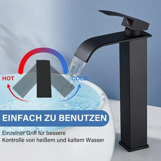 Wasserhahn Bad Schwarz Wasserfall Hoch Wasserfall Waschtischarmatur Modern Wasserfall Waschbecken Armaturen,Einhandmischer Armatur Waschbecken