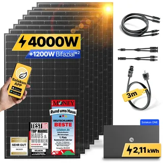 onPower Plus: 4000 Watt Solaranlage - ohne Halterung / 2.11 kWh / 3m