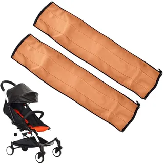 EIHI 2 Stück Kinderwagen Griffbezug, Griff Abdeckung, Armlehne Schutzhülle Staubdicht, Für die Meisten Kinderwagen Geeignet (Brown)