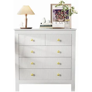 OKWISH Sideboard Schuhschrank (Kommode, Landhaus, Anrichte, 1 St., fünf Schubladen mit einer speziell strukturierten Oberfläche), mit 4 Verdickte Beine,vergoldete Griffe weiß