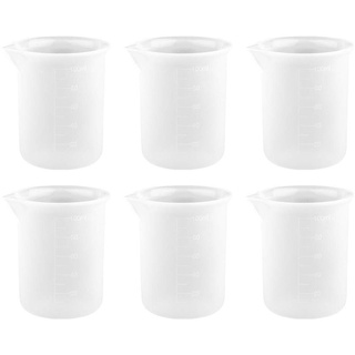 Ideen mit Herz Silikon-Messbecher antihaft | Je 100 ml Fassungsvermögen | weiß transluzent | 6 Stück