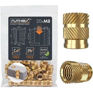 ruthex M8 threaded insert – Rx-M8x12.7 – 20 Stück