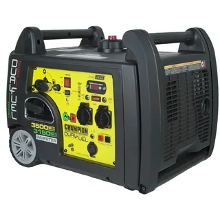 Champion Power Equipment mobiles Stromaggregat Benzin + Gas (3100 Watt, tragbarer Inverter Generator, extrem leise, mit integriertem Griff und Radsatz, ideal für Outdoor + Camping) 73001i-DF-EU, Gelb