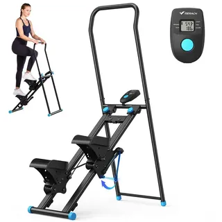 MERACH Stepper 2025 Neues Stair Stepper für Heimtraining, Rehabilitation (Tragbarer Crosstrainer Stepper klappbar mit 3 Widerstandsstufen, mit LCD-Schirm & verstellbare Lenker & Rutschfeste Pedale), Vertical Climber Maschine für Ganzkörper-Workout schwarz 56 cm x 86 cm x 120 cm