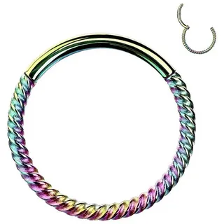 Taffstyle Nasenpiercing Piercing Ring Ohr Segmentring Scharnier Clicker geflochten (Geflochtener Segmentring mit Scharnier – vielseitig einsetzbar & hautfreundlich) bunt 1,0mm Stärke - 8mm Durchmesser