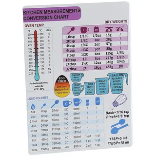 Semiter Liquid Conversion Chart, Kitchen Conversion Chart Large Font für Bäcker für die Küche(1 Einzelzimmer)