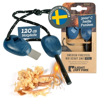 Light My Fire FireSteel BIO Scout 2in1 Zündstahl - Feuerstahl Outdoor mit 3.000 Zündungen - ⌀6,3mm Ferro Rod - Feuerstein Survival Set aus Schweden - Camping Feuerstein Outdoor - Magnesium Feuerstarter Set