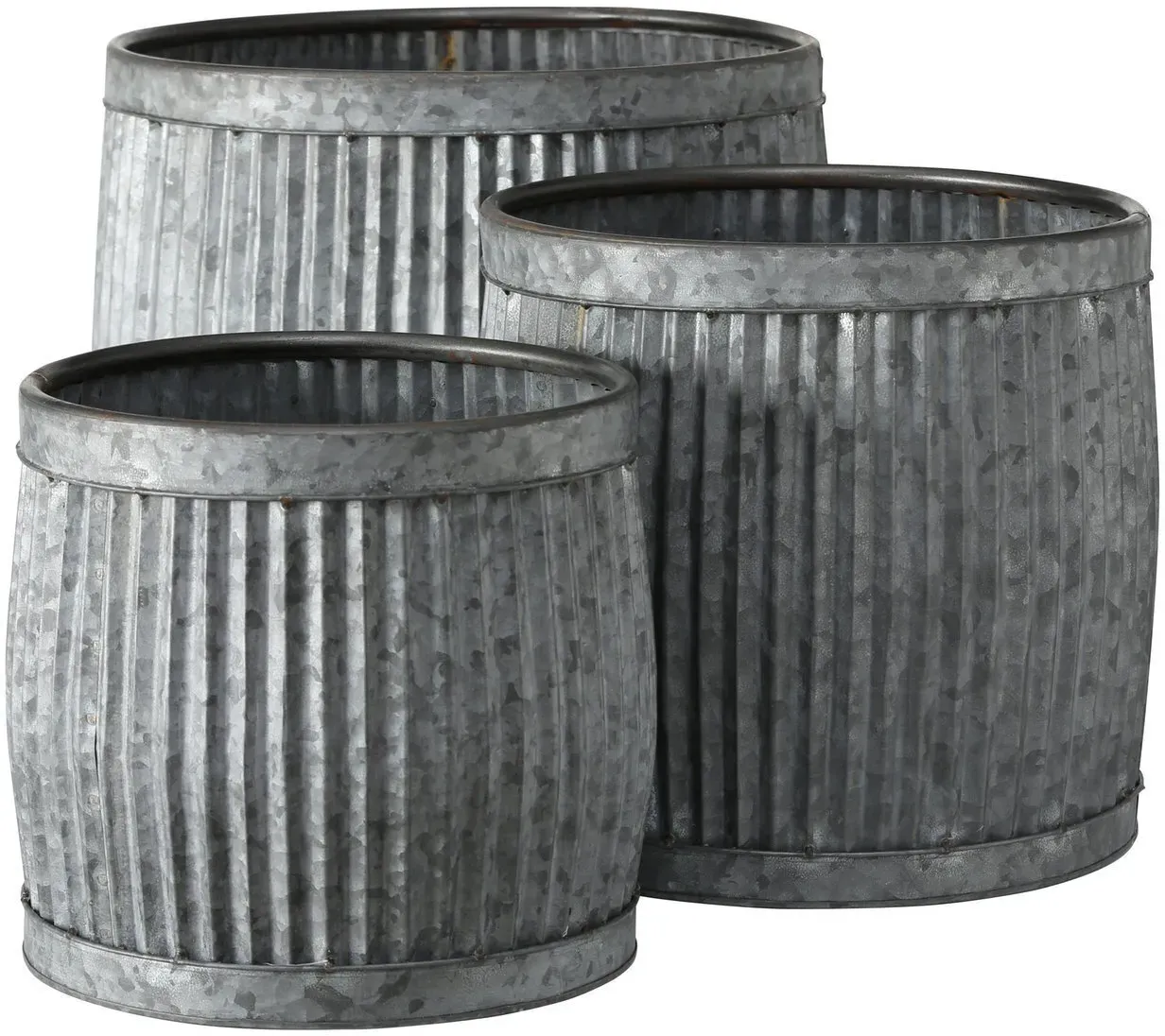 Boltze Metall Pflanztöpfe Dalia 3er, 30-40 cm, Ø 30-45 cm