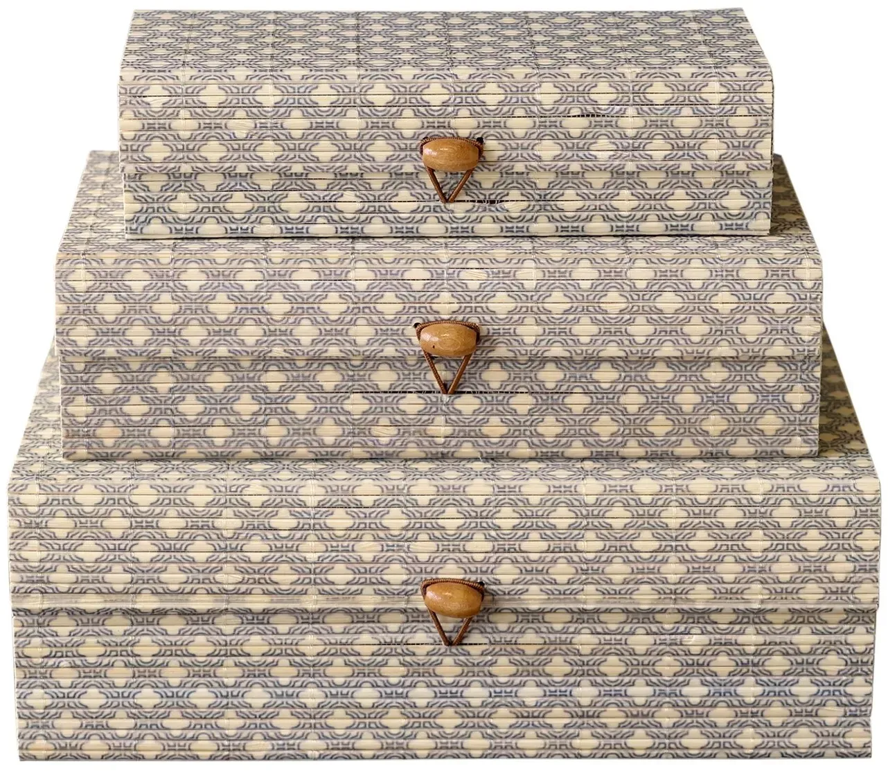 Chic Antique Amilly Schachteln aus Bambus 3er Set, Kleines Set, opal