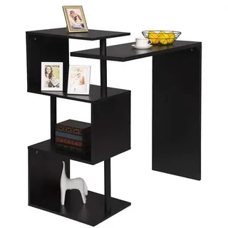 Woltu Bartisch Stehtisch Bistrotisch Bartheke Tresentisch, mit 3 Ablagefläche, drehbar, 134x38x112cm(BxTxH), schwarz