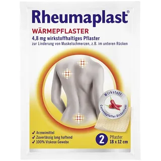 Rheumaplast Rheumaplast Wärmepflaster zur Linderung von Muskelschmerzen z.B. im unteren Rückenbereich, effektive und schnelle Wärmetherapie mit der Kraft der Chili, 1 x 2 Pflaster
