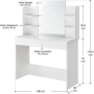Juskys Schminktisch Bella mit Hocker Melly