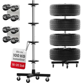 GENTOR Felgenbaum fahrbar für 4 Reifen bis 225 mm, belastbar bis 100 kg