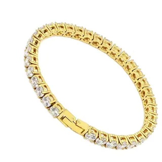 Karisma Schmuck Tennisarmband Damen Armreif Hip Hop/Iced out Zirkonia 4mm, Frauenschmuck goldfarben