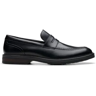 CLARKS Herren Aldwin Step Shoes, Black Leather, 42 EU