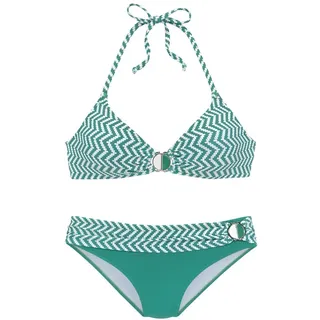 JETTE Triangel-Bikini Damen grün-weiß Gr.36 Cup C/D