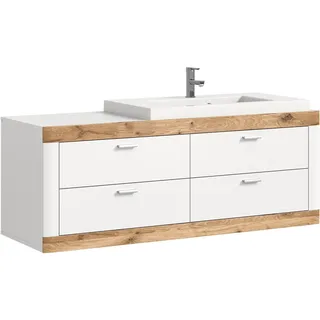 Home Affaire Waschtisch »Landsby, Breite 133 cm, inkl. Mineralguss-Waschbecken, 4 Schubkästen«, inkl. Waschbecken, weiß