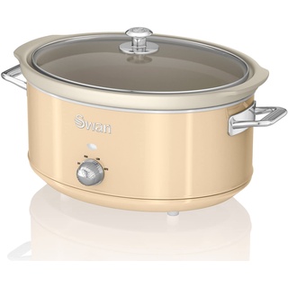 Swan Retro Slow Cooker 6,5L, Antihaft-Keramisches PFOA- und PTFE-freies, Vintage 320W