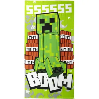 CERDÁ LIFE'S LITTLE MOMENTS Minecraft Kinderhandtuch, Grün, 70 x 140 cm, aus 100% Polyester, 240 g/m2, kleines Handtuch, Bedruckt mit Sprengstoffen, Originalprodukt, entworfen in Spanien