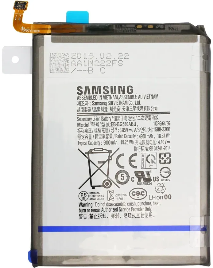 Original Samsung Galaxy M20 / M30 / A40s Akku EB-BG580ABU – Li-Polymer Smartphone-Ersatzakku mit 4.900 mAh