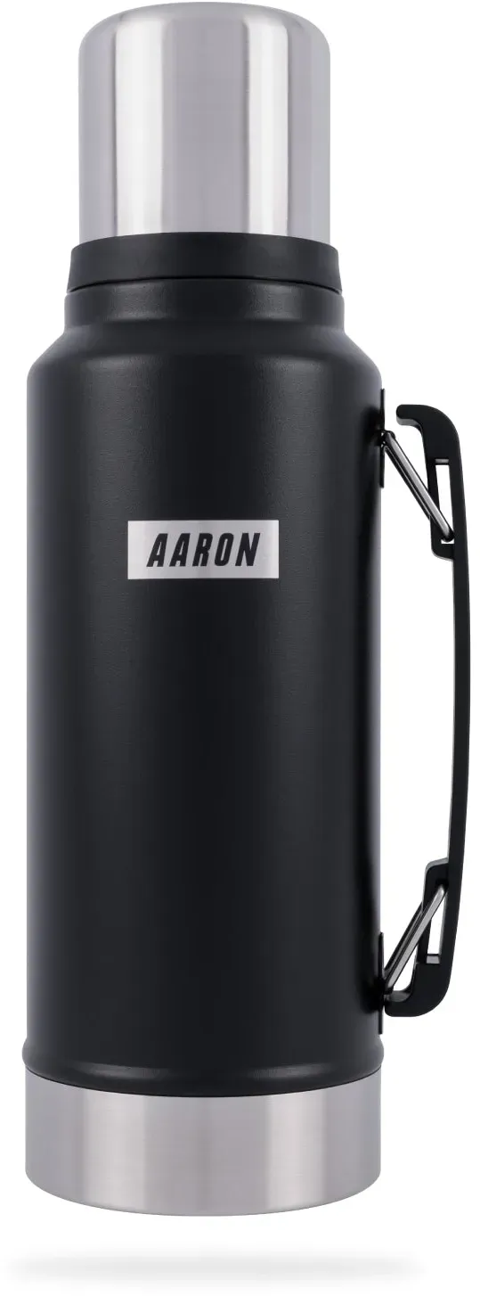 AARON Flask Thermoskanne, 24h heiß & kalt, für Reise, Sport & Alltag - Schwarz