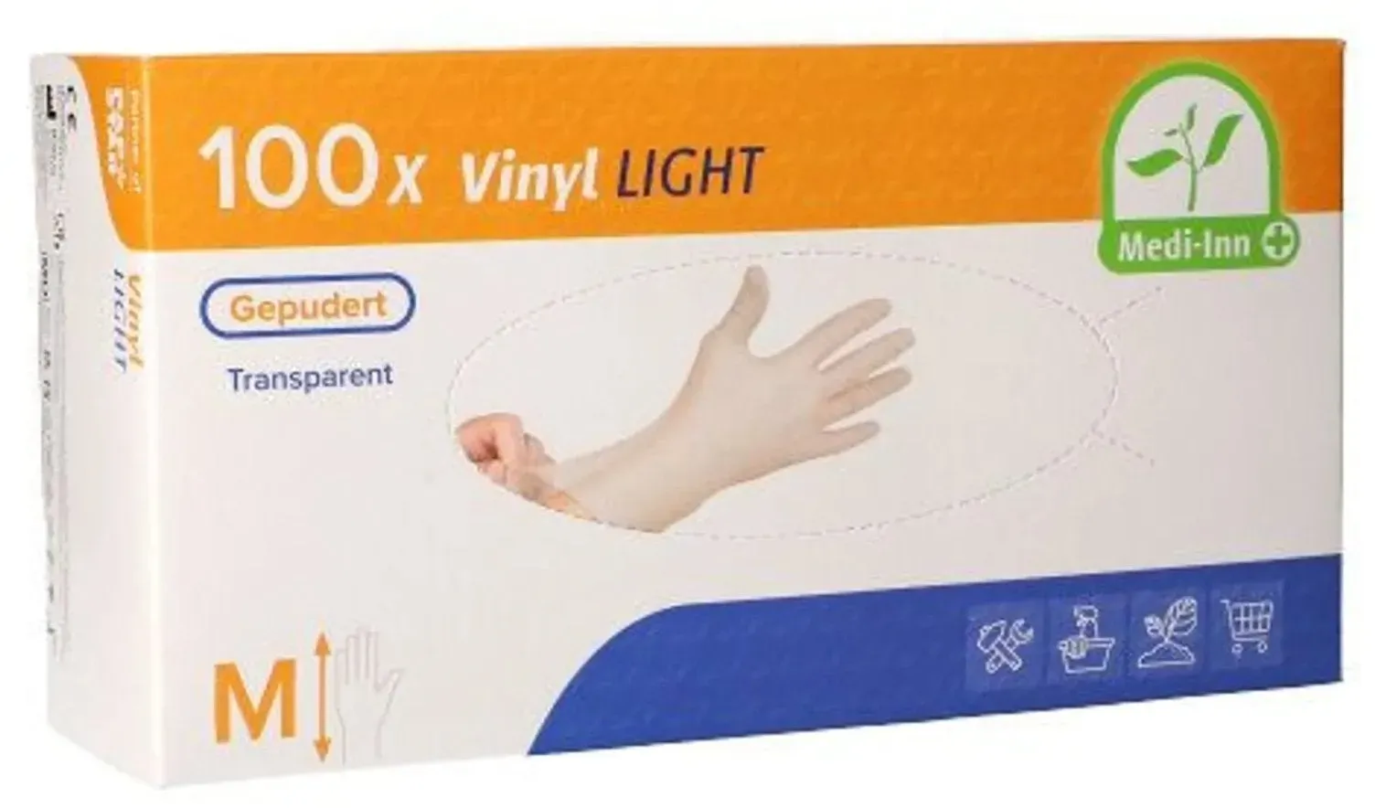 Medi-Inn Vinyl Light Einmalhandschuhe, transparent, gepudert M / 100 Stück