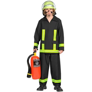 Widmann Feuerwehrmann Nicolas Kostüm für Jungen - Schwarz Gelb - Gr. 116